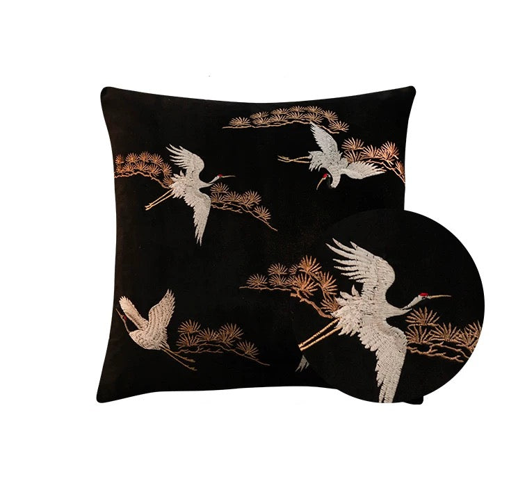 Flügendi Kraniche – Bestickts Vintage-Bodyküsse