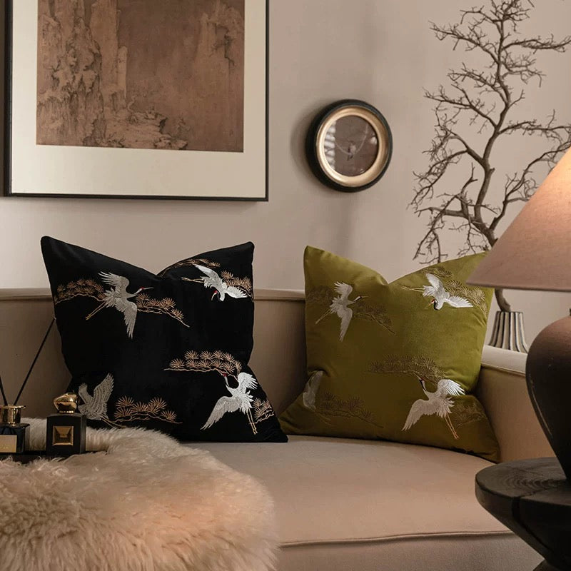 Flügendi Kraniche – Bestickts Vintage-Bodyküsse